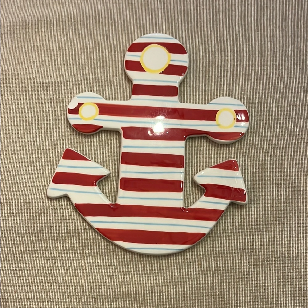 Coton Colors Red and White Anchor Art Decor